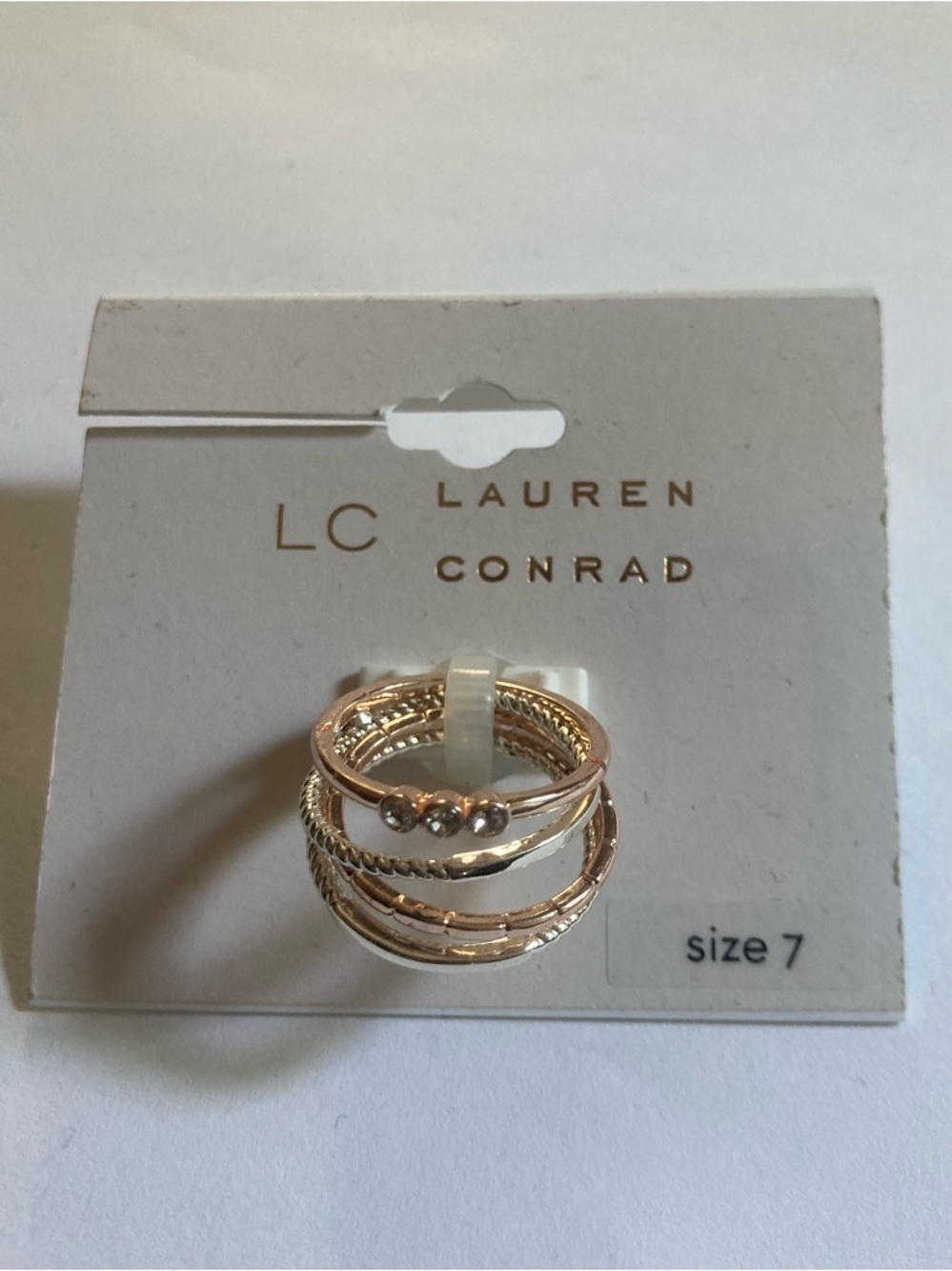 Lauren Conrad Rings - Rose Gold and Silver Mixed-Texture Stackable Rings - Picture 2 of 4